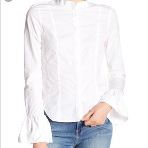 Frame Denim Front Button Bell Sleeve Blouse